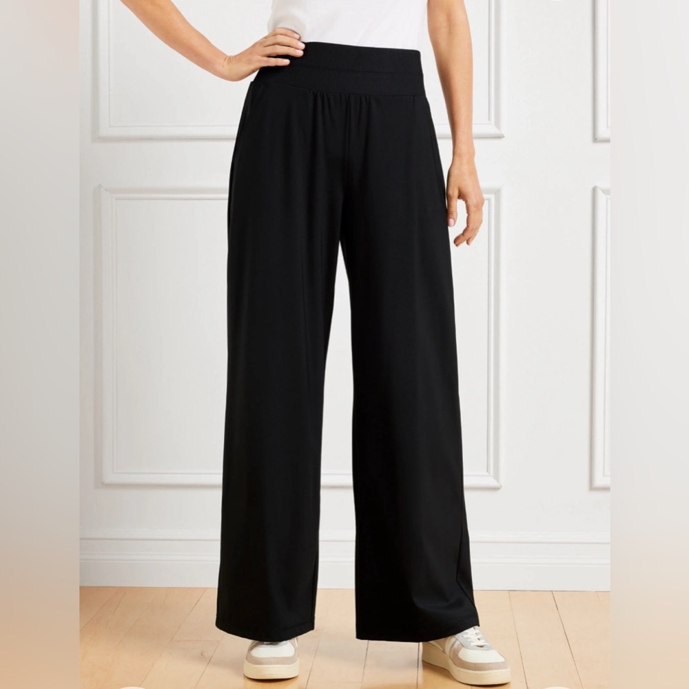 NWOT Talbots petite small Out & About Wide Leg Pants. Black. Never worn.